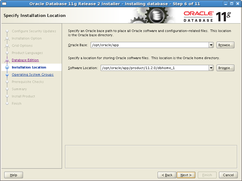 Screenshot-Oracle Database 11g Release 2 Installer - Installing database - Step 6 of 11